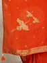 Women's Orange Silk-Blend Bandhni Saree With Unstitched Blouse Piece