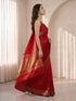 Women's Red Silk-Blend Bandhni Saree With Unstitched Blouse Piece
