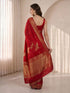 Women's Red Silk-Blend Bandhni Saree With Unstitched Blouse Piece