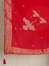 Women's Red Silk-Blend Bandhni Saree With Unstitched Blouse Piece