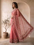 Women's Pink Organza Embroidered Saree With Unstitched Blouse Piece
