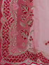 Women's Pink Organza Embroidered Saree With Unstitched Blouse Piece