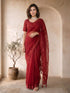 Women's Red Organza Ethnic Motifs Saree With Unstitched Blouse Piece