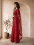 Women's Red Organza Ethnic Motifs Saree With Unstitched Blouse Piece