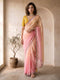 Pastel Pink Ombre Organza Saree with Embroidered Border