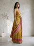 Women's Yellow Art Silk Floral Print Saree With Unstitched Blouse Piece