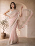 Pastel Pink Georgette Embroidered Sequin Saree with Tassels