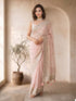 Women's Pink Georgette Embroidered Saree With Unstitched Blouse Piece