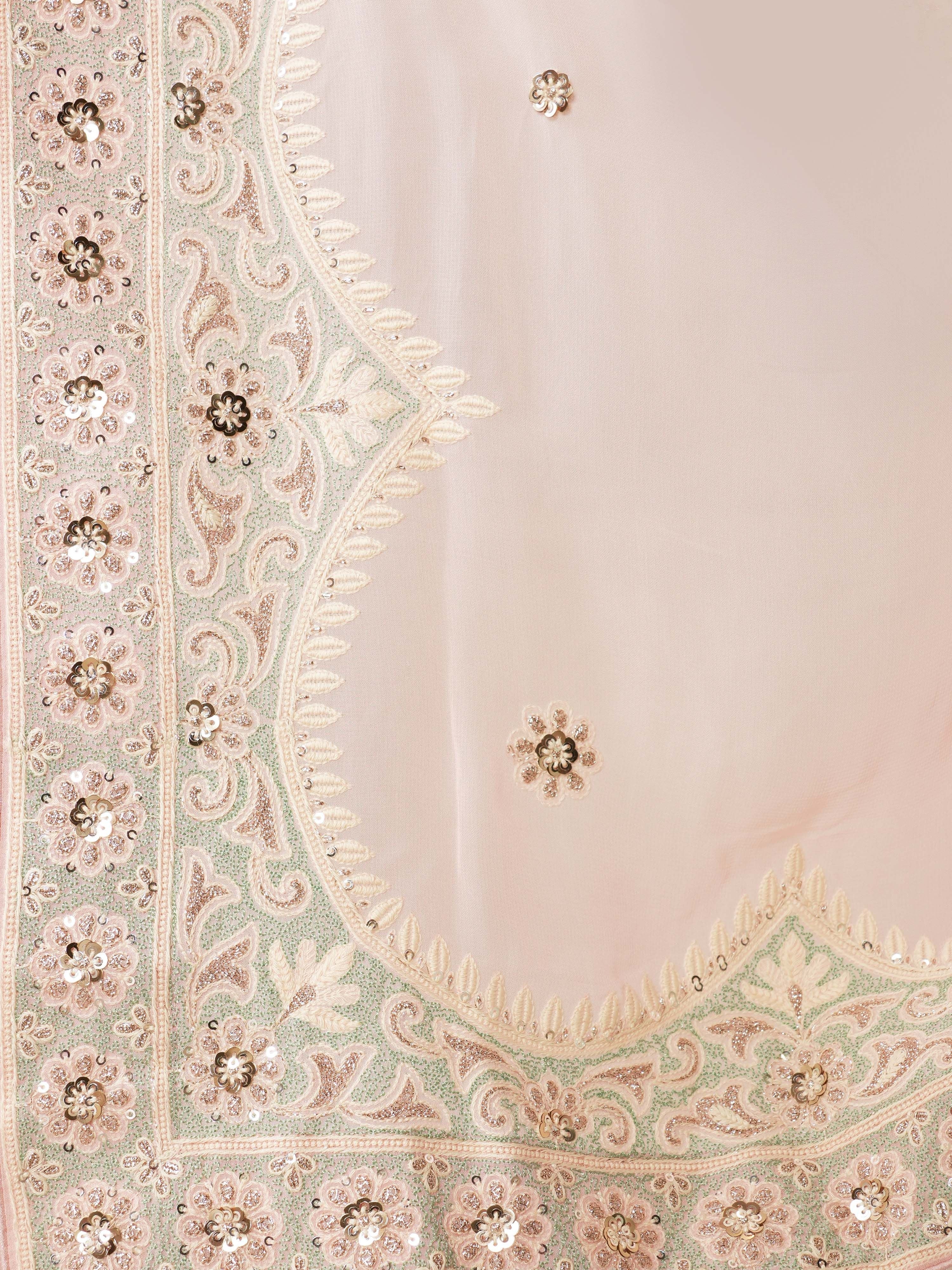 Women's Pink Georgette Embroidered Saree With Unstitched Blouse Piece