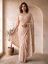 Peach Georgette Embroidered Saree with Blouse Piece