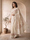 Cream Georgette Embroidered Saree with Sequins & Tassels