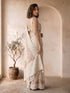 Women's Cream Georgette Embroidered Saree With Unstitched Blouse Piece