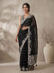 Black Poly Silk Embroidered Saree with Ready Blouse