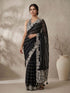 Black Poly Silk Embroidered Saree with Ready Blouse