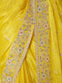 Women's Yellow Art Silk Embroidered Saree With Ready Blouse