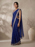 Women's Blue Synthetic Ethnic Motifs Saree With Ready Blouse