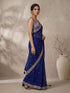 Women's Blue Synthetic Ethnic Motifs Saree With Ready Blouse