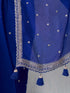 Women's Blue Synthetic Ethnic Motifs Saree With Ready Blouse