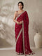 Maroon Poly Chiffon Saree with Zari Embroidered Border