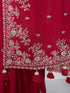 Women's Maroon Synthetic Embroidered Saree With Ready Blouse