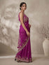 Women's Purple Art Silk Embroidered Saree With Ready Blouse