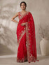Women's Red Art Silk Embroidered Saree With Ready Blouse