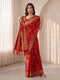 Red Cotton Silk Saree with Gold Zari Woven Floral Motifs