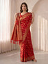Red Cotton Silk Saree with Gold Zari Woven Floral Motifs
