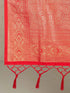 Women's Red Cotton-Silk Ethnic Motifs Saree With Unstitched Blouse Piece