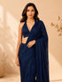 Women's Blue Silk-Blend Floral Print Saree With Unstitched Blouse Piece