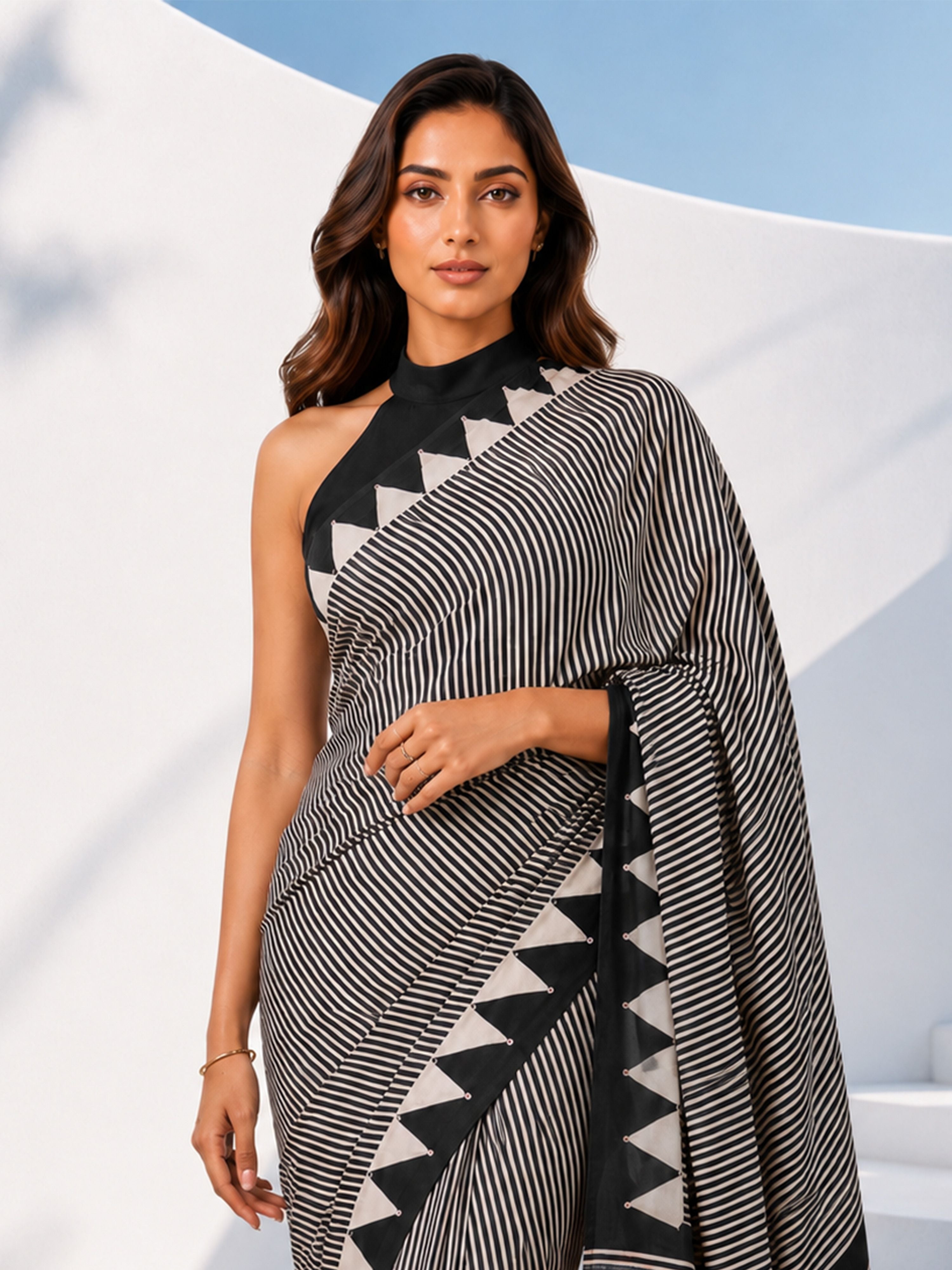 Women's Black Silk-Blend Ethnic Motifs Saree With Unstitched Blouse Piece