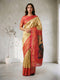 Gold Silk Cotton Saree with Fuchsia Zari Border
