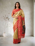 Gold Silk Cotton Saree with Fuchsia Zari Border