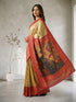 Women's Gold Cotton-Silk Ethnic Motifs Saree With Unstitched Blouse Piece
