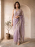 Lavender Organza Embroidered Saree with Blouse Piece