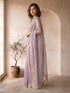 Women's Lavender Organza Embroidered Saree With Unstitched Blouse Piece