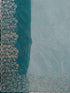 Women's Turquoise Blue Organza Embroidered Saree With Unstitched Blouse Piece