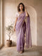 Lavender Organza Saree with Gold Sequin Border & Tassels