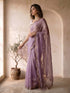 Women's Lavender Organza Ethnic Motifs Saree With Unstitched Blouse Piece