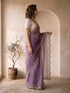 Women's Lavender Organza Ethnic Motifs Saree With Unstitched Blouse Piece