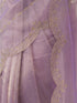 Women's Lavender Organza Ethnic Motifs Saree With Unstitched Blouse Piece