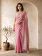 Pink Organza Saree with Sequins & Stone Work Border
