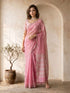 Pink Organza Saree with Sequins & Stone Work Border