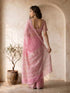 Women's Pink Organza Ethnic Motifs Saree With Unstitched Blouse Piece