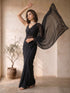 Black Poly Georgette Saree with Sequin Border & Pallu