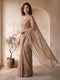 Peach Organza Embroidered Sequin Saree with Blouse Piece