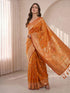 Women's Orange Cotton-Silk Ethnic Motifs Saree With Unstitched Blouse Piece