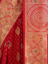 Women's Red Cotton-Silk Ethnic Motifs Saree With Unstitched Blouse Piece