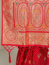 Women's Red Cotton-Silk Ethnic Motifs Saree With Unstitched Blouse Piece