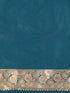 Women's Teal Cotton-Silk Ethnic Motifs Saree With Unstitched Blouse Piece